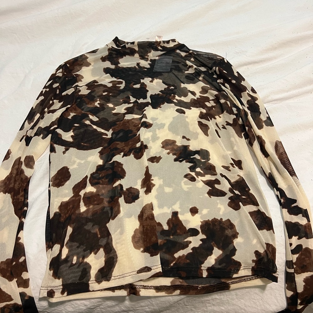 Sheer cow print long sleeve